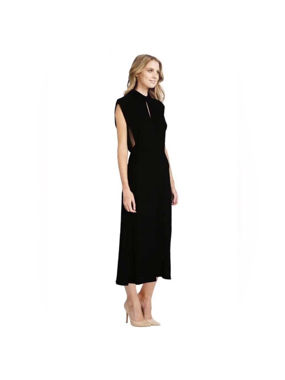 Zimmermann Black Sleeveless Midi Dress with Tie Waist